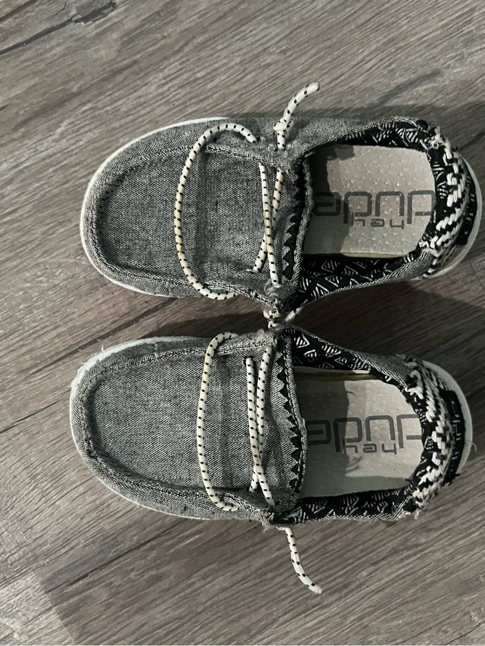 Hey Dude Grey Kids Slip-On Sneakers with Patterned Collar